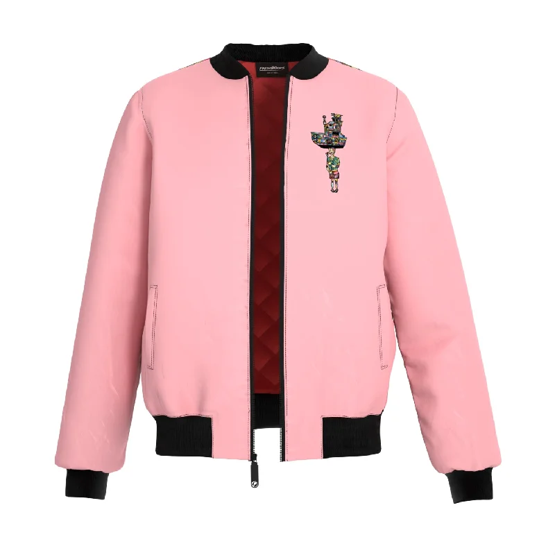 Men's Coats with Adjustable HemsOlindo Pink Bomber Jacket