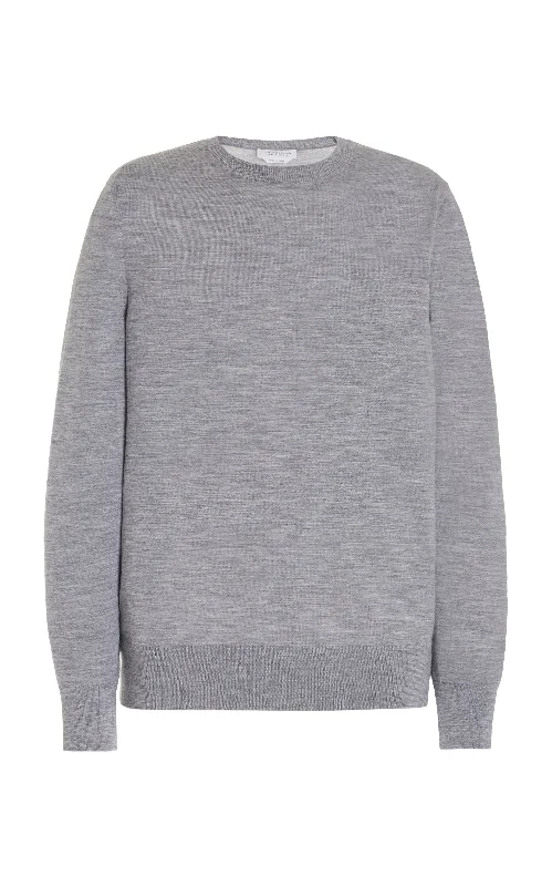 Men's Sweaters with Tailored FitsPalco Knit Crewneck in Heather Grey Merino Wool