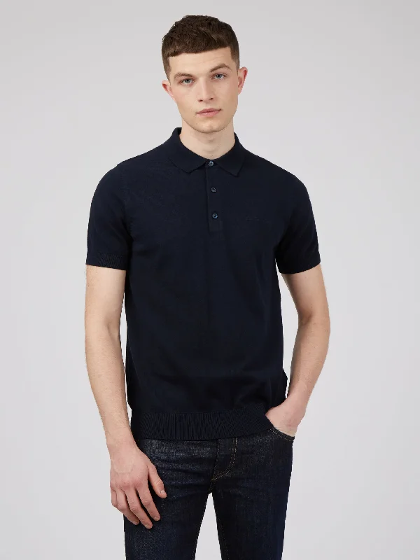 Classic Men's Wool SweatersSignature Knit Polo - Dark Navy