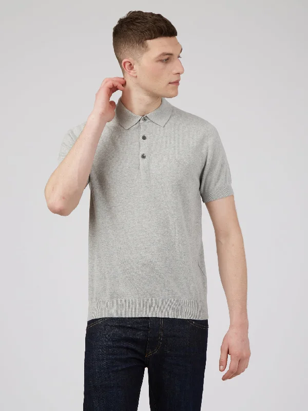 Men's Sweaters with A-Line ShapesSignature Knit Polo - Steel