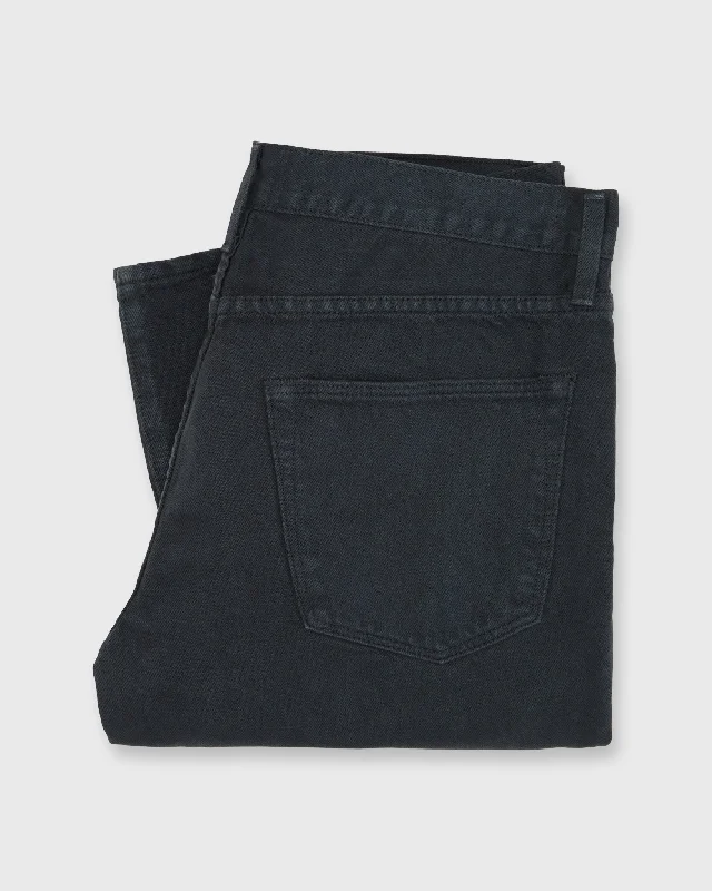 Leather Patch Men's JeansSlim Straight Jean in Coal Garment-Dyed Denim