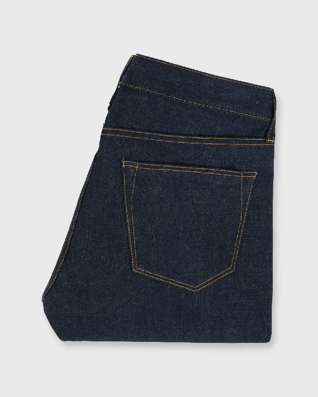 Dark Indigo Men's JeansSlim Straight Jean in Selvedge Rigid Denim