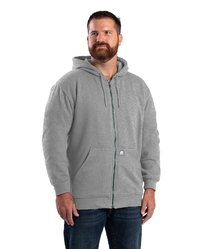 Durable Men's Canvas HoodiesMen's Thermal-Lined Full-Zip Grey Hoodie