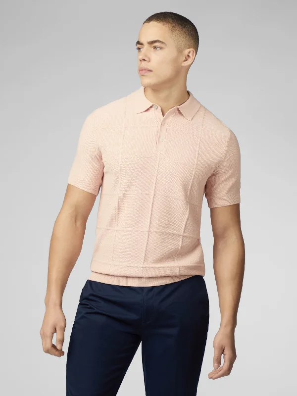 Men's Sweaters for Cold WeatherSignature Textured Polo - Pale Pink