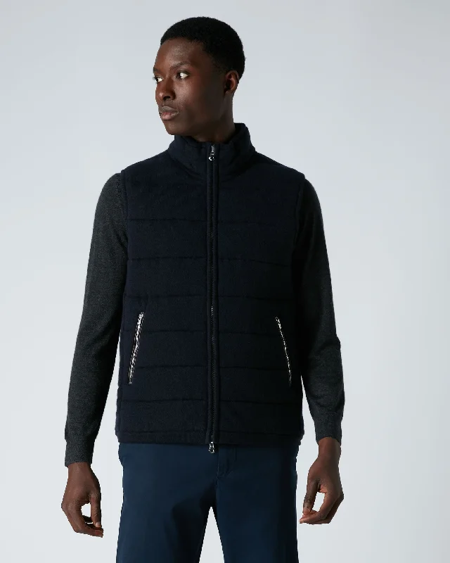 Men's Coats with Chest PocketsMen's Mall Cashmere Gilet Navy Blue