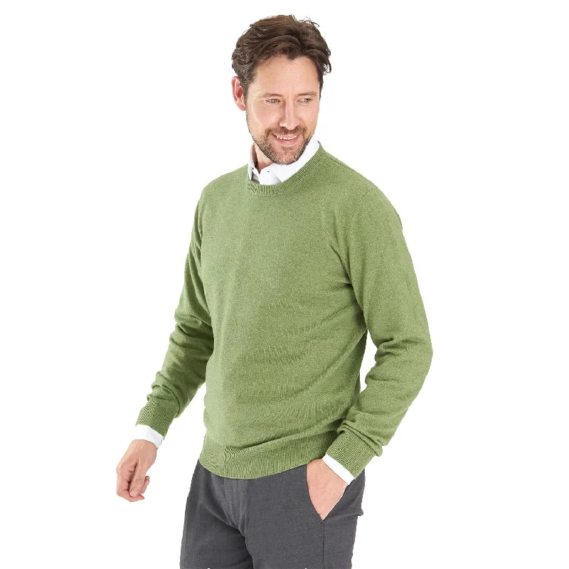 Men's Sweaters for AutumnLIGHT GREEN CREWNECK SWEATER