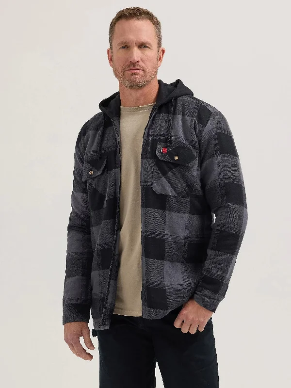 Practical Men's RaincoatsWrangler RIGGS Men's Relaxed Fit Hooded Full-Zip Flannel Work Jacket