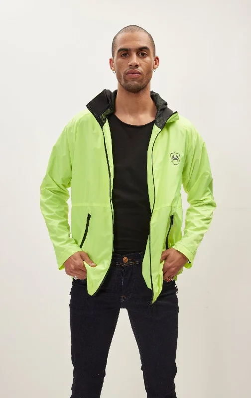 Men's Coats with Military InfluenceModern Rain Coat - Neon Yellow