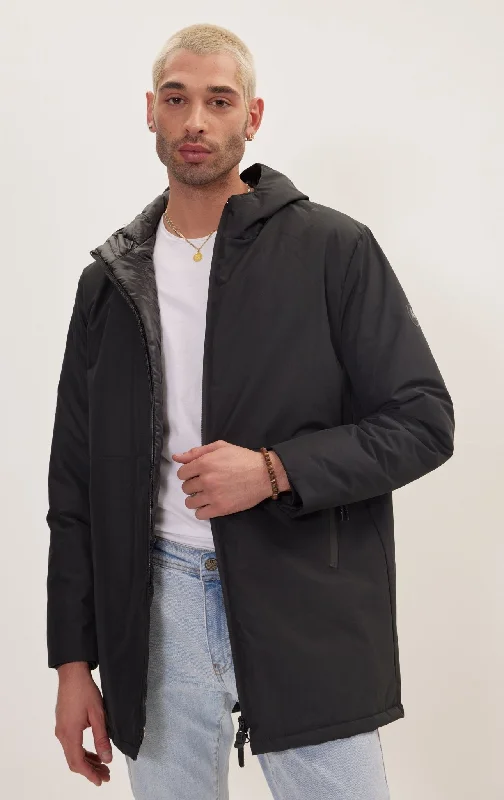 Men's Coats with Quick-Dry FabricPadded Zip Closure Coat Jacket - Black