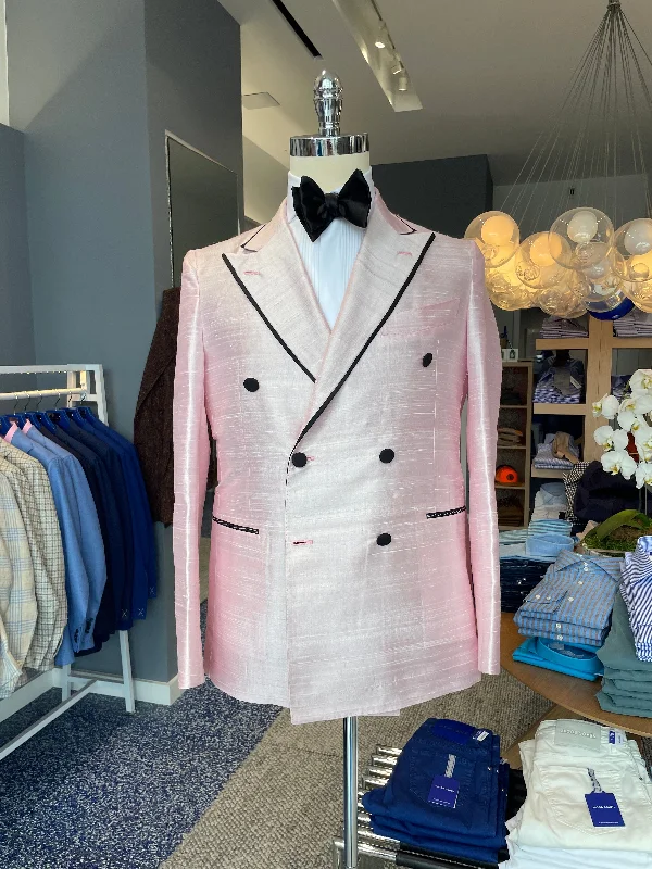 CARSON'S DOUBLE BREASTED JAMES JACKET IN SILK DUPIONI