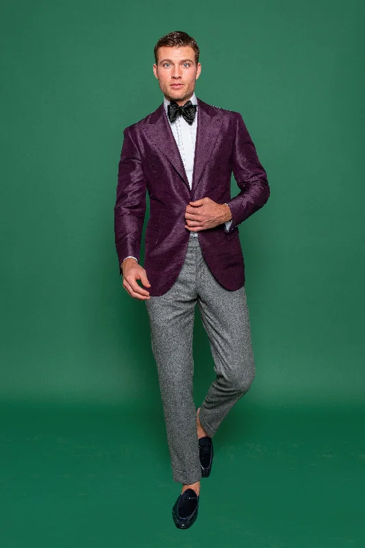 Dupioni Silk Merlot Peak Lapel Jacket