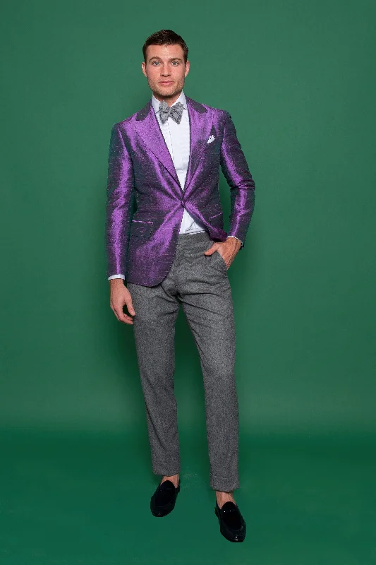 Dupioni Silk Purple Peak Lapel Jacket