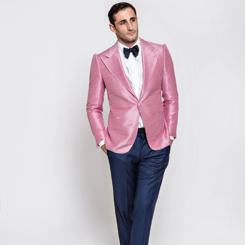 Dupioni Silk Blush Peak Lapel Jacket