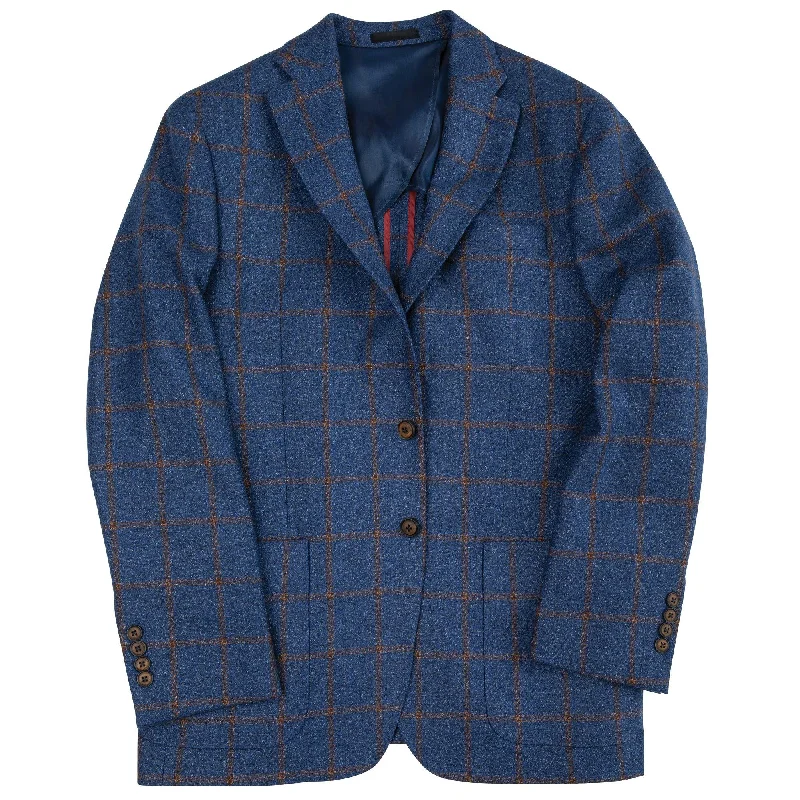 Men's Coats with Adjustable HemsQuaregna Blue Windowpane Sport Coat