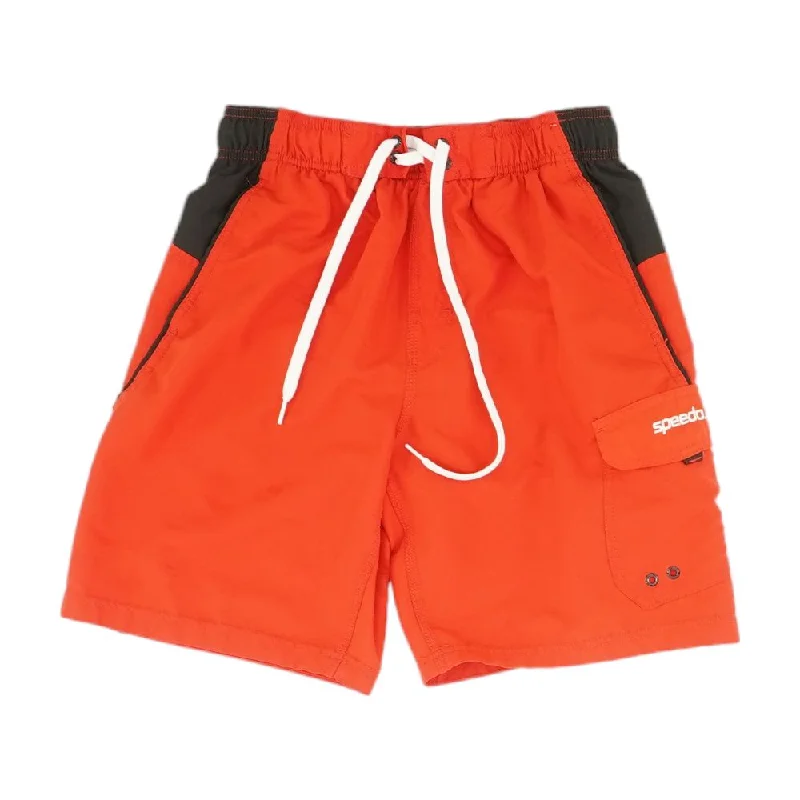 Red Color Block Swim Shorts