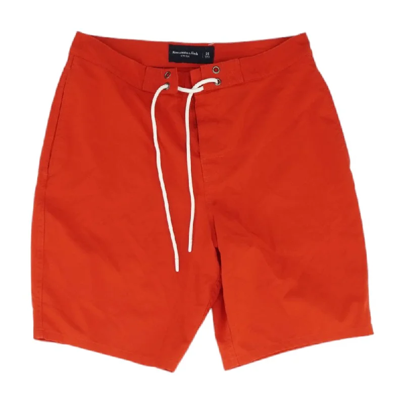 Red Solid Swim Shorts