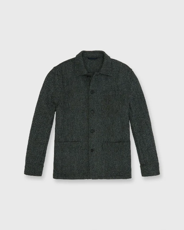 Versatile Men's Pea CoatsChore Jacket in Loch Herringbone Harris Tweed