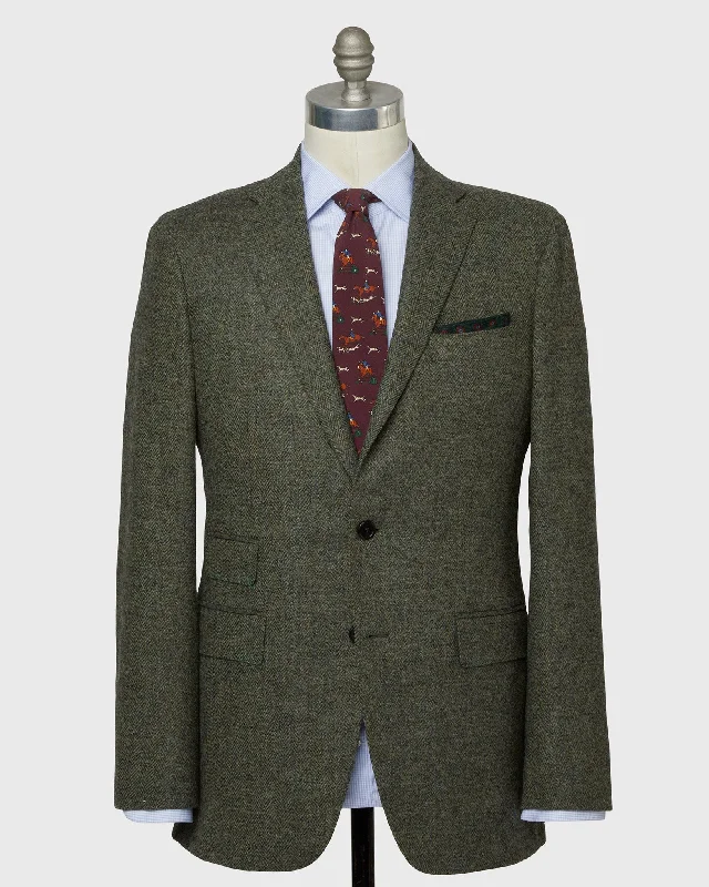 Luxurious Men's Cashmere CoatsKincaid No. 3 Jacket in Moss Mix Herringbone Tweed