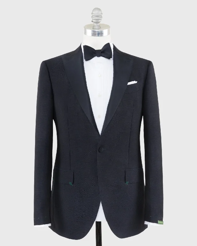 Stylish Men's Biker JacketsKincaid No. 3 Peak Lapel Tuxedo in Navy Wool Mohair with Silk Grosgrain Trim