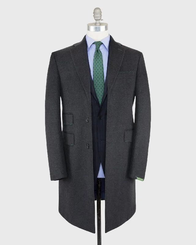 Men's Coats with Relaxed FitsKincaid No. 3 Topcoat in Charcoal Wool Flannel