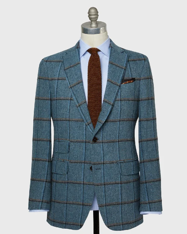 Men's Coats with Synthetic InsulationVirgil No. 2 Jacket in Blue/Grey/Mocha Windowpane Tweed