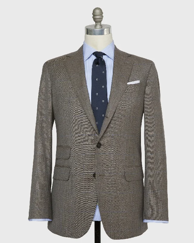 Men's Coats with Reflective StripesVirgil No. 2 Suit in Brown/Blue Windowpane Sharkskin