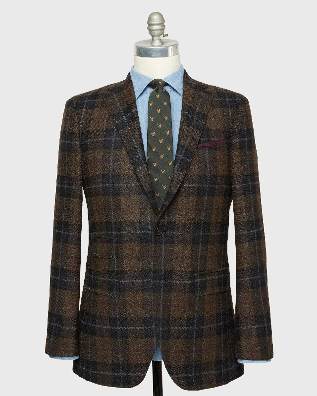 Men's Coats with Chest PocketsVirgil No. 3 Jacket in Brown/Coal/Blue Plaid Tweed