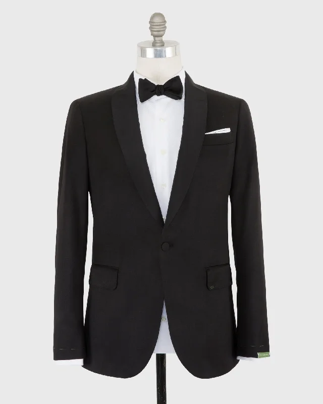 Cool Men's Pea CoatsVirgil No. 3 Shawl Collar Tuxedo in Black Wool with Silk Grosgrain Trim