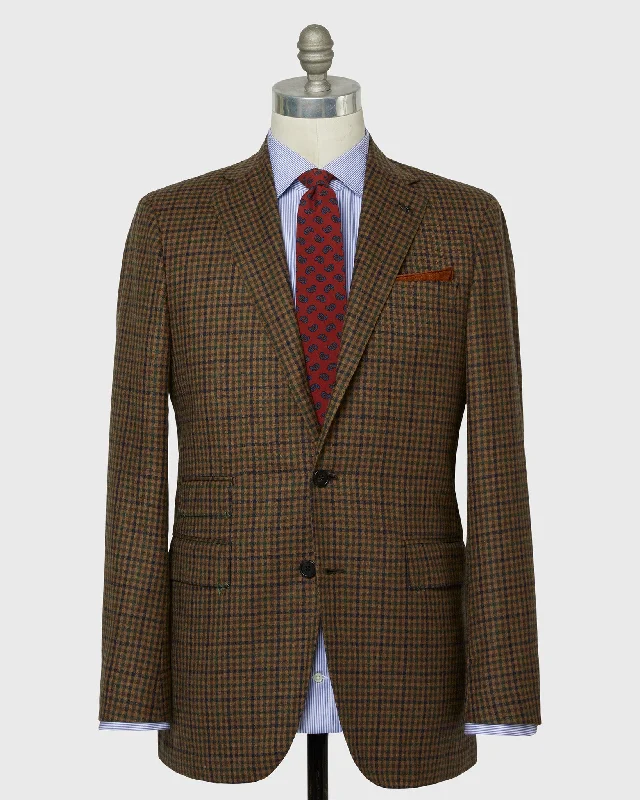 Men's Coats with Quilted LiningVirgil No. 4 Jacket in Brown/Navy/Spruce Check Brushed Twill