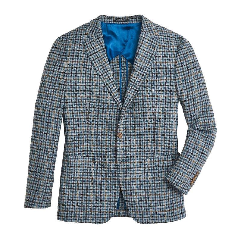 Men's Coats with Synthetic InsulationDi Pray Sky/Chocolate Multi Check Sport Coat - Endless Sky