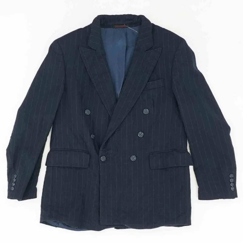 Vintage Navy Pinstripe Double Breasted Wool Sport Coat