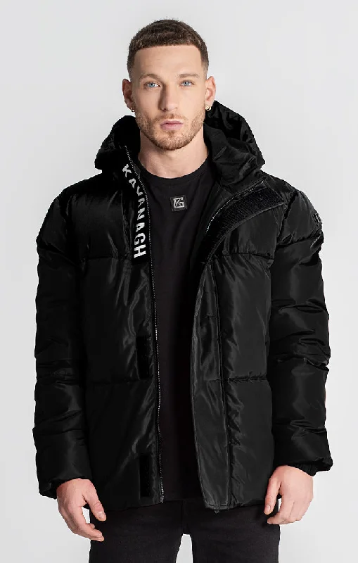 Men's Coats with Flannel LiningBlack Sauce Puffer Jacket