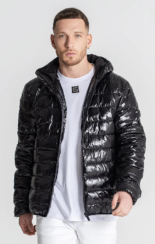 Men's Coats with Vintage StyleBlack Team Puffer Jacket