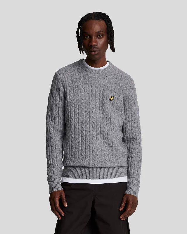 Sports-Inspired Men's SportswearCable Crew Neck Jumper