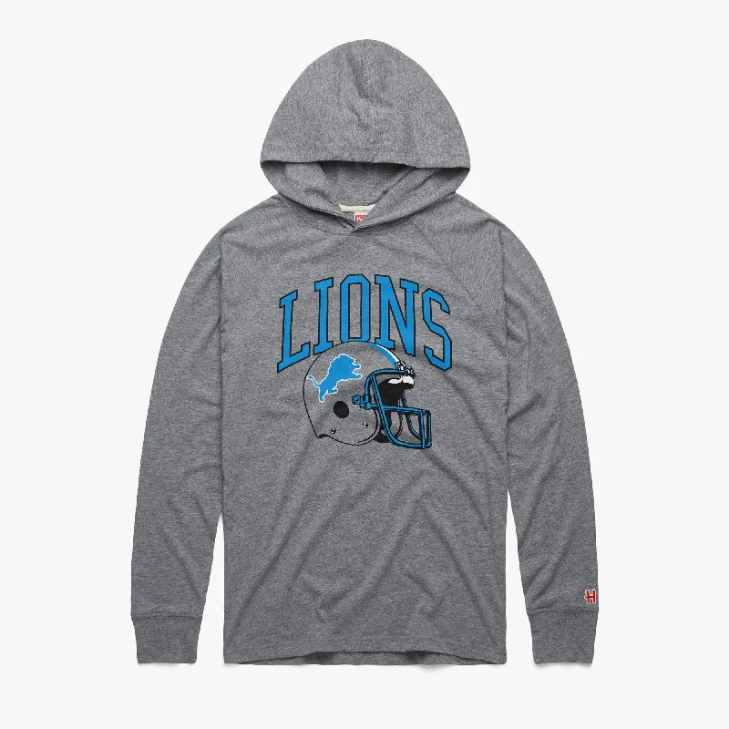 Men's Shirts for Outdoor ActivitiesDetroit Lions Helmet Retro Lightweight Hoodie