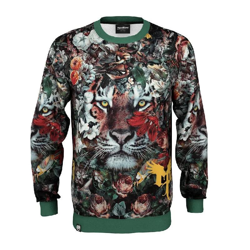 Elegant Casual Men's SportswearFlower Tiger Sweatshirt