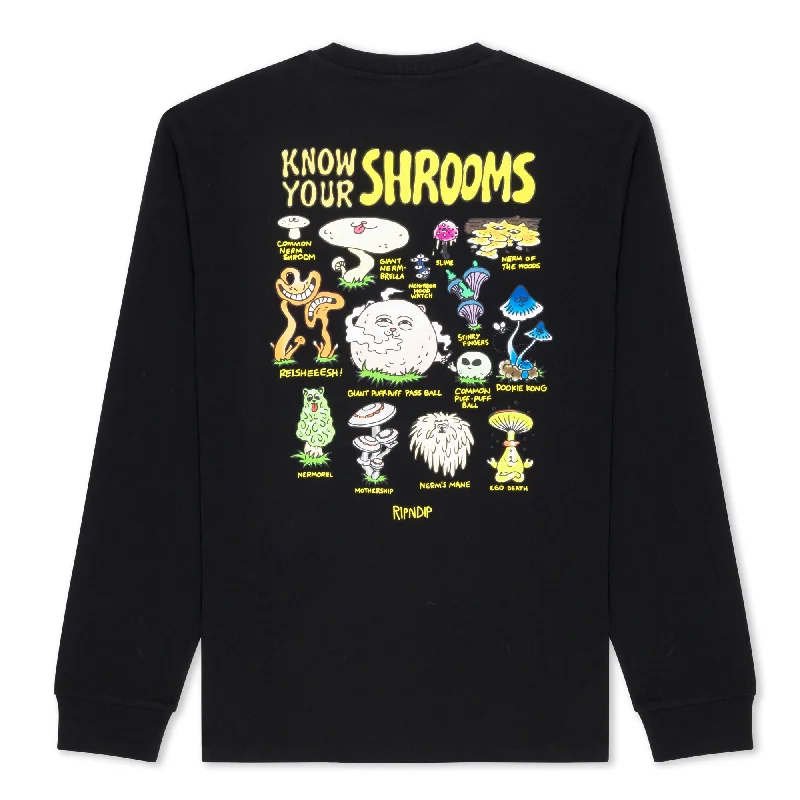 Men's Flowy Shirts for a Relaxed LookKnow Ur Shrooms Long Sleeve (Black)