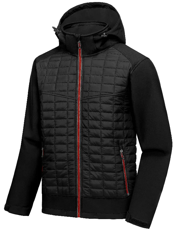 Men's Coats for Casual WearMen's Lightweight Insulated Hybrid Jacket for Hiking Running Ski Thermal Warm with Removable Hood