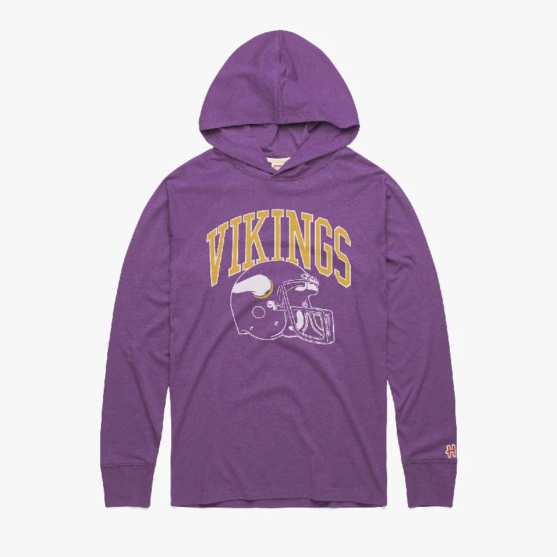 Men's Shirts with Patchwork PatternsMinnesota Vikings Helmet Lightweight Hoodie