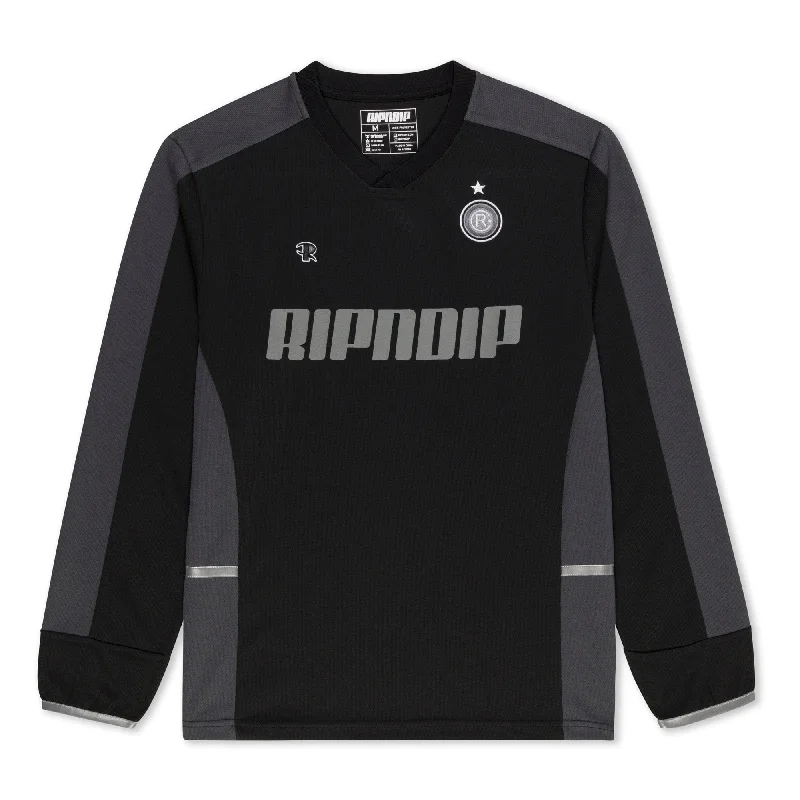 Ergonomic Men's SportswearRIPNDIP FC Long Sleeve Soccer Jersey (Black / Charcoal)