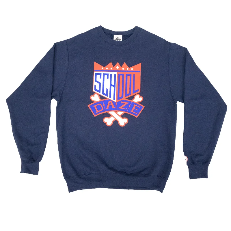 All-Season Comfortable Men's SportswearSchool Daze Crew Neck Sweatshirt - Navy/Red/White