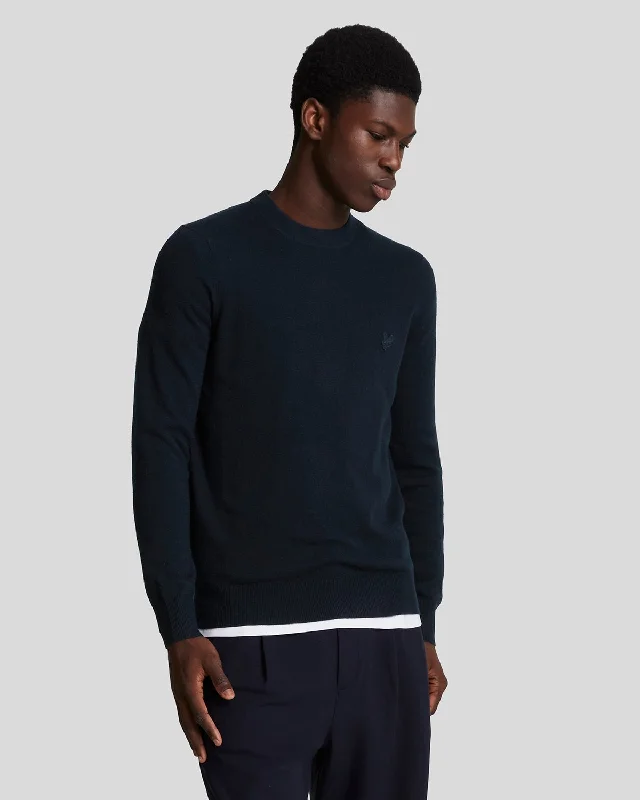 Relaxed-Fit Casual Men's SportswearTonal Eagle Lambswool Crew Neck Jumper